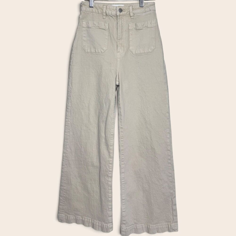 Rolla’s High Rise Wide Leg Jeans 27 Beige Patch Pocket Coastal Retro 70s